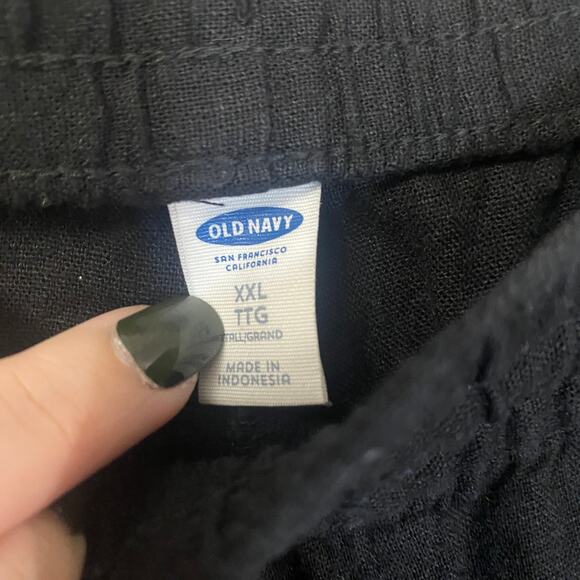 Old Navy Black Linen Blend Wide Leg Pant Drawstring Waist High Rise Sz XXL T - Picture 4 of 8